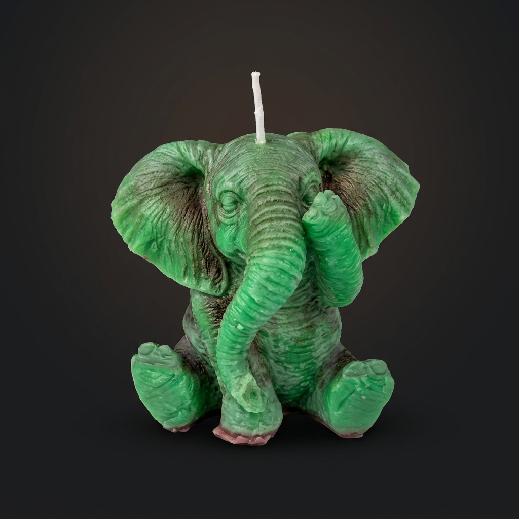 Juniper the Elephant — Large Statement Candle handmade beeswax candle by Flickering Fortunes