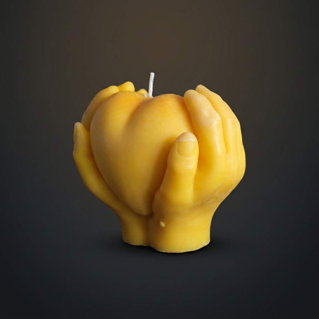 Golden Embrace handmade beeswax candle by Flickering Fortunes