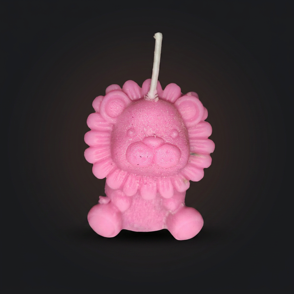 Tiny Lion — Bubblegum handmade beeswax candle by Flickering Fortunes