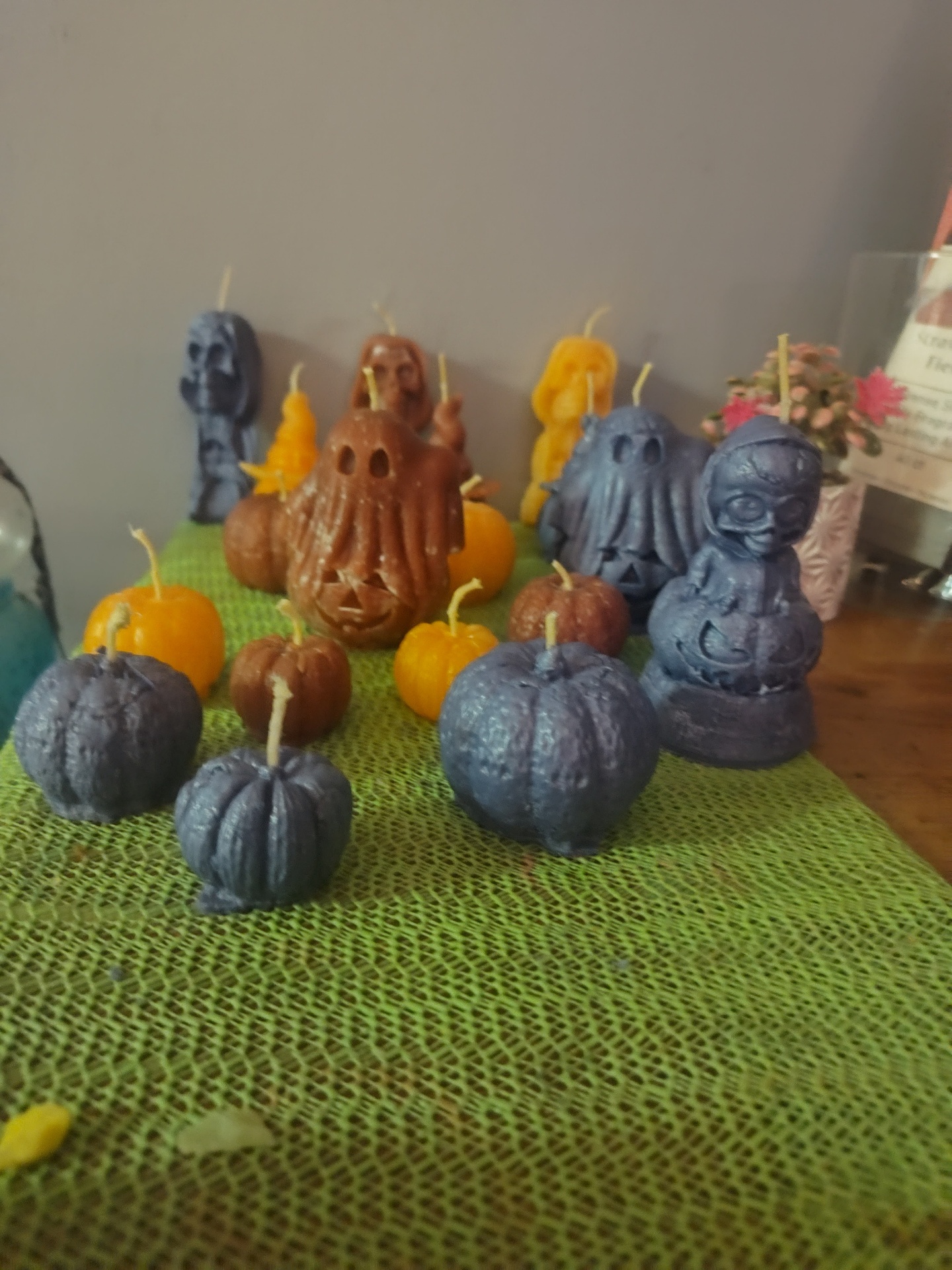 Midnight Halloween Collection handmade beeswax candle by Flickering Fortunes