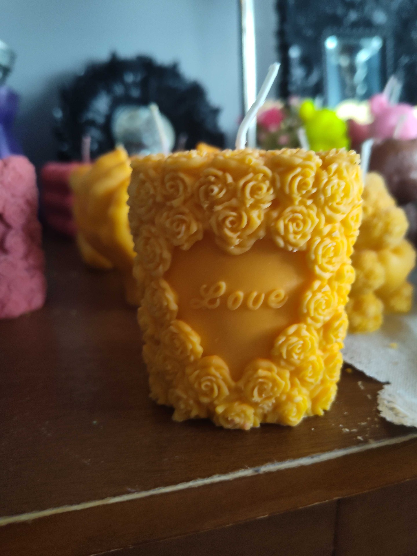 Sunflower Love handmade beeswax candle by Flickering Fortunes