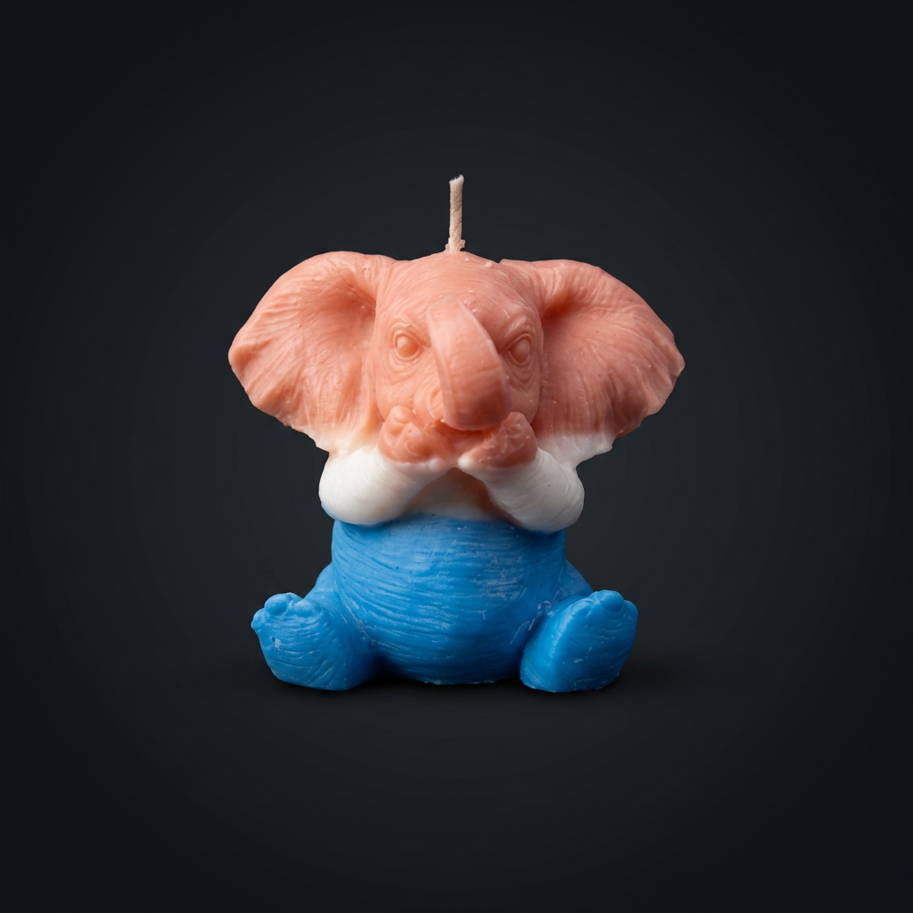 Trans Pride Baby Elephant — Large Statement Candle handmade beeswax candle by Flickering Fortunes