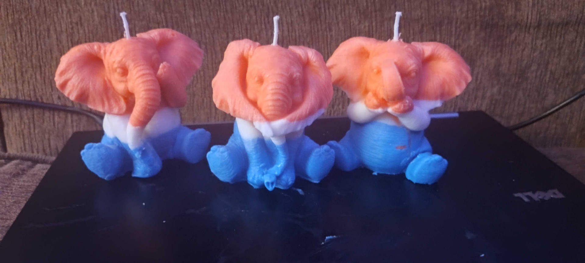 Trans Pride Elephant Trio — Collector Set handmade beeswax candle by Flickering Fortunes