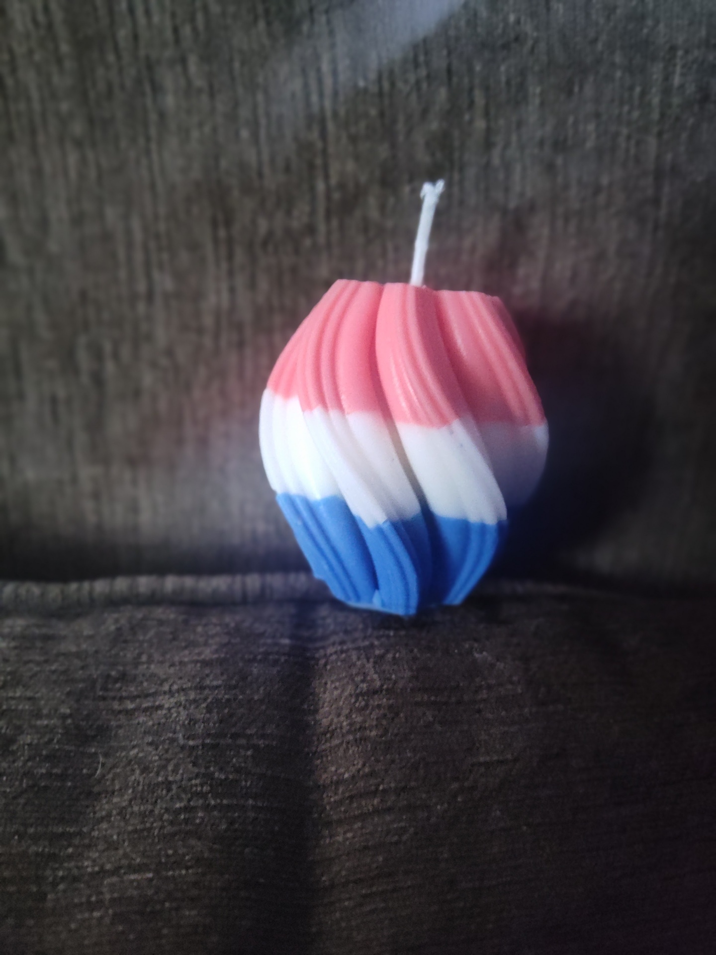 Trans Pride Swirl Orb handmade beeswax candle by Flickering Fortunes