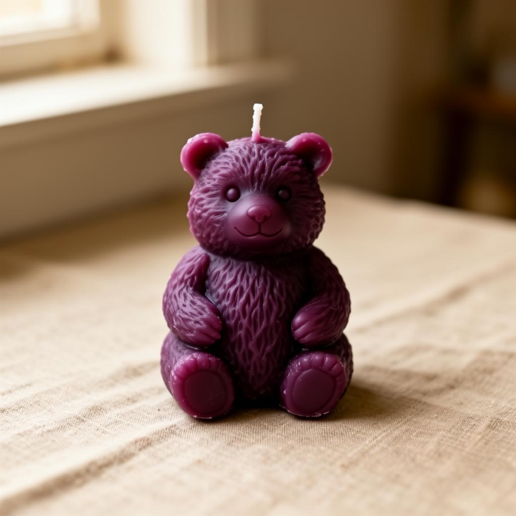 Little Wishing Bear handmade beeswax candle by Flickering Fortunes