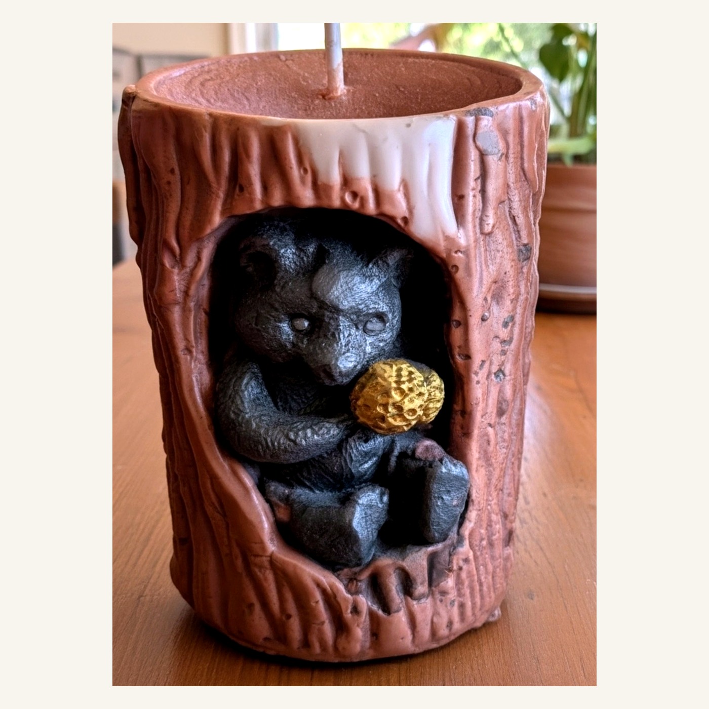 Woodland Treasure handmade beeswax candle by Flickering Fortunes