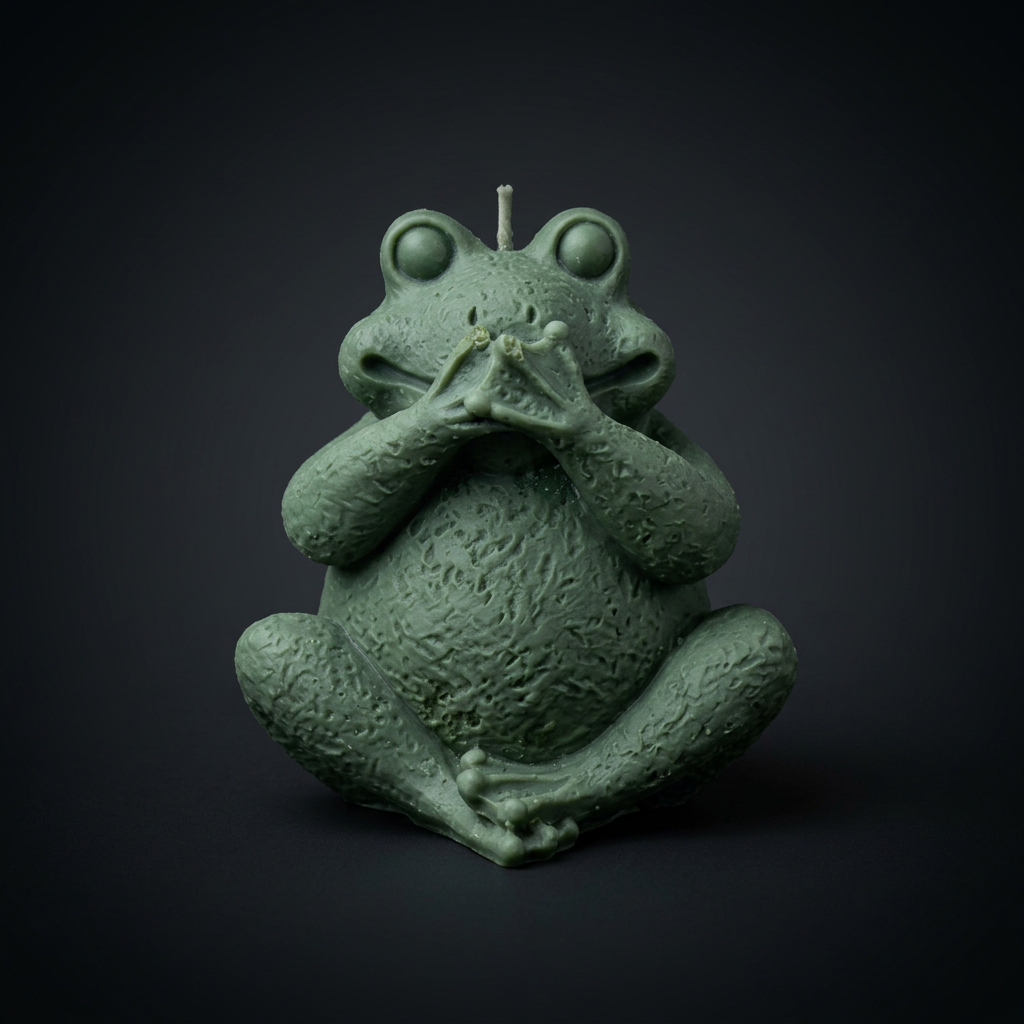 Little Zen Frog handmade beeswax candle by Flickering Fortunes